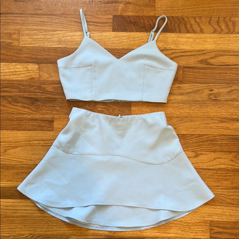 L'ATISTE Blue Skater Mini Skirt Set High-Low Resort